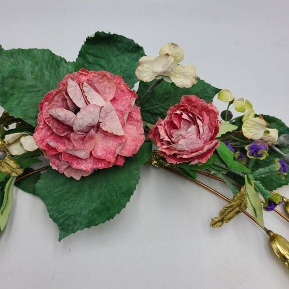 Vintage HOMCO Home Interiors and Gifts 1382 Metal Sculpture 4975 Pink Flower - Picture 4 of 9